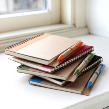 Carnet de notes recyclé A5 à spirales avec stylo