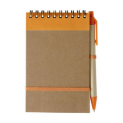 Bloc notes recyclé à spirales avec stylo