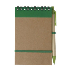 Bloc notes recyclé à spirales avec stylo