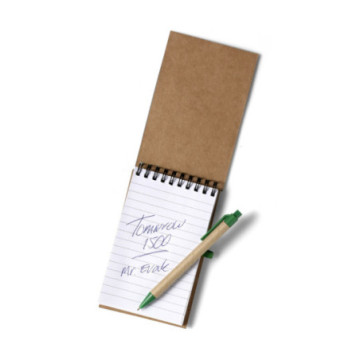 Bloc notes recyclé à spirales avec stylo