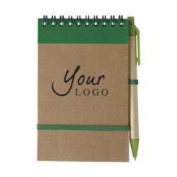Bloc notes recyclé à spirales avec stylo