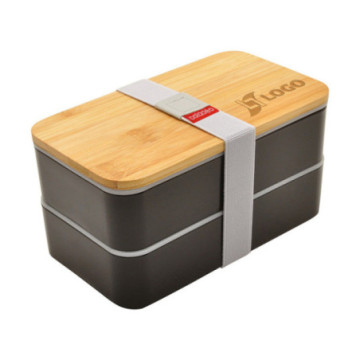 Lunch box double 1400 mL avec couvercle en bambou Baladéo®