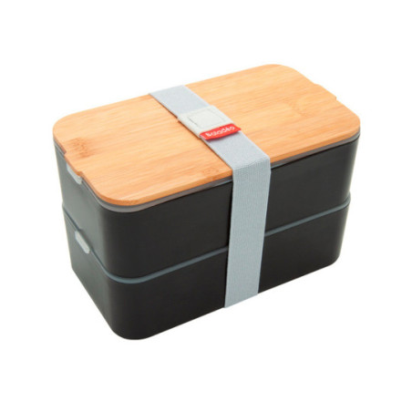 Lunch box double 1400 mL avec couvercle en bambou Baladéo®