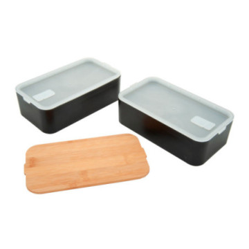 Lunch box double 1400 mL avec couvercle en bambou Baladéo®