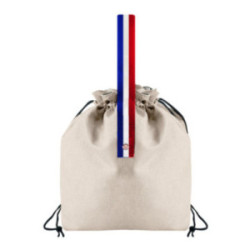 Sac déjeuner en coton recyclé GRS avec anses tricolores Goodjour®