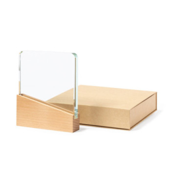 Trophée rectangulaire en verre et en bois