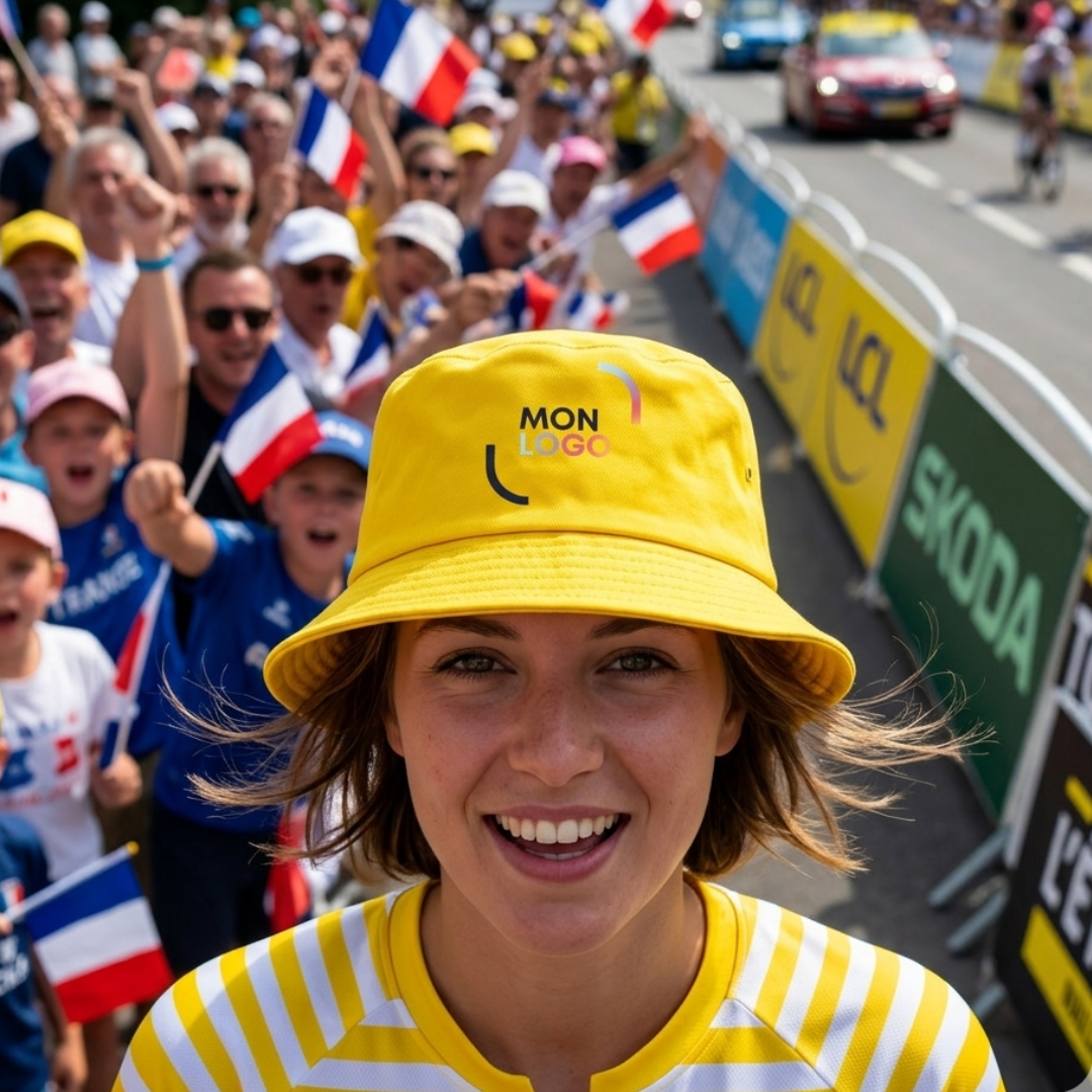 bob jaune personnalisé porté