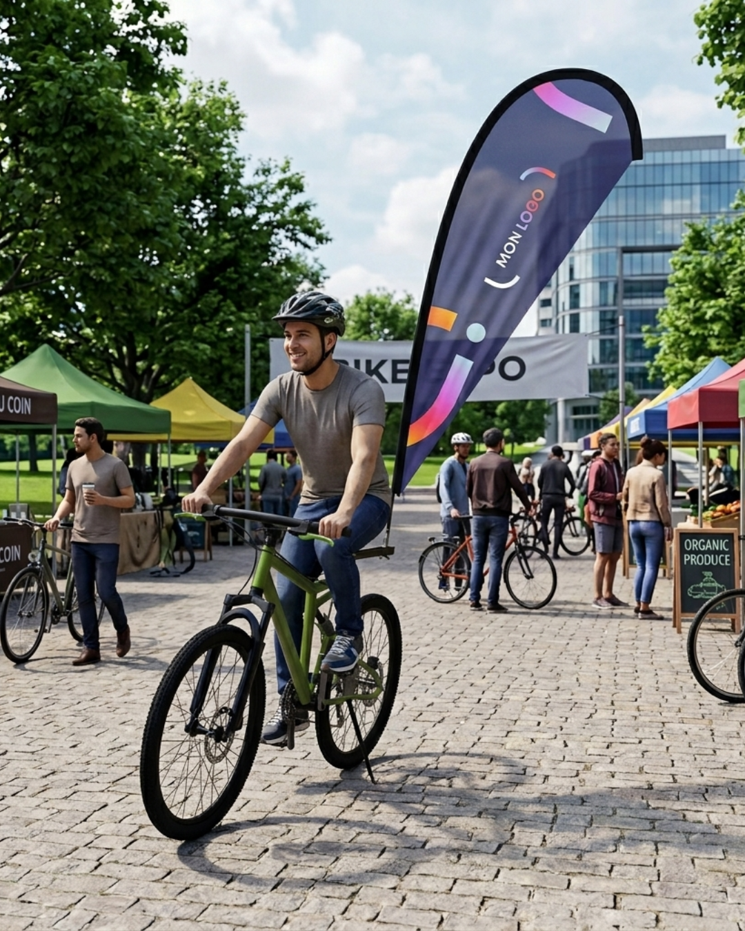 drapeau pour vélo avec logo d'entreprise